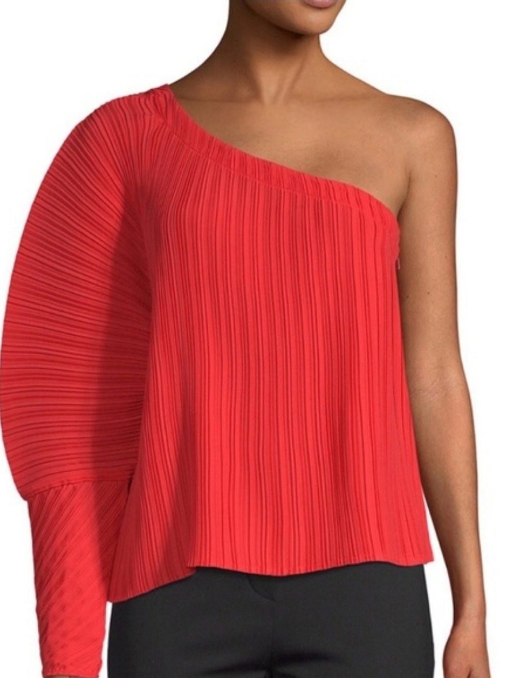 Alice McCall Cherry Cola Pleated Accordion One Sleeve Top in Red